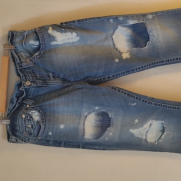 True Religion mens blue jeans. Acid wash. Patch legs. Size 38. New without tag. - Picture 8 of 10